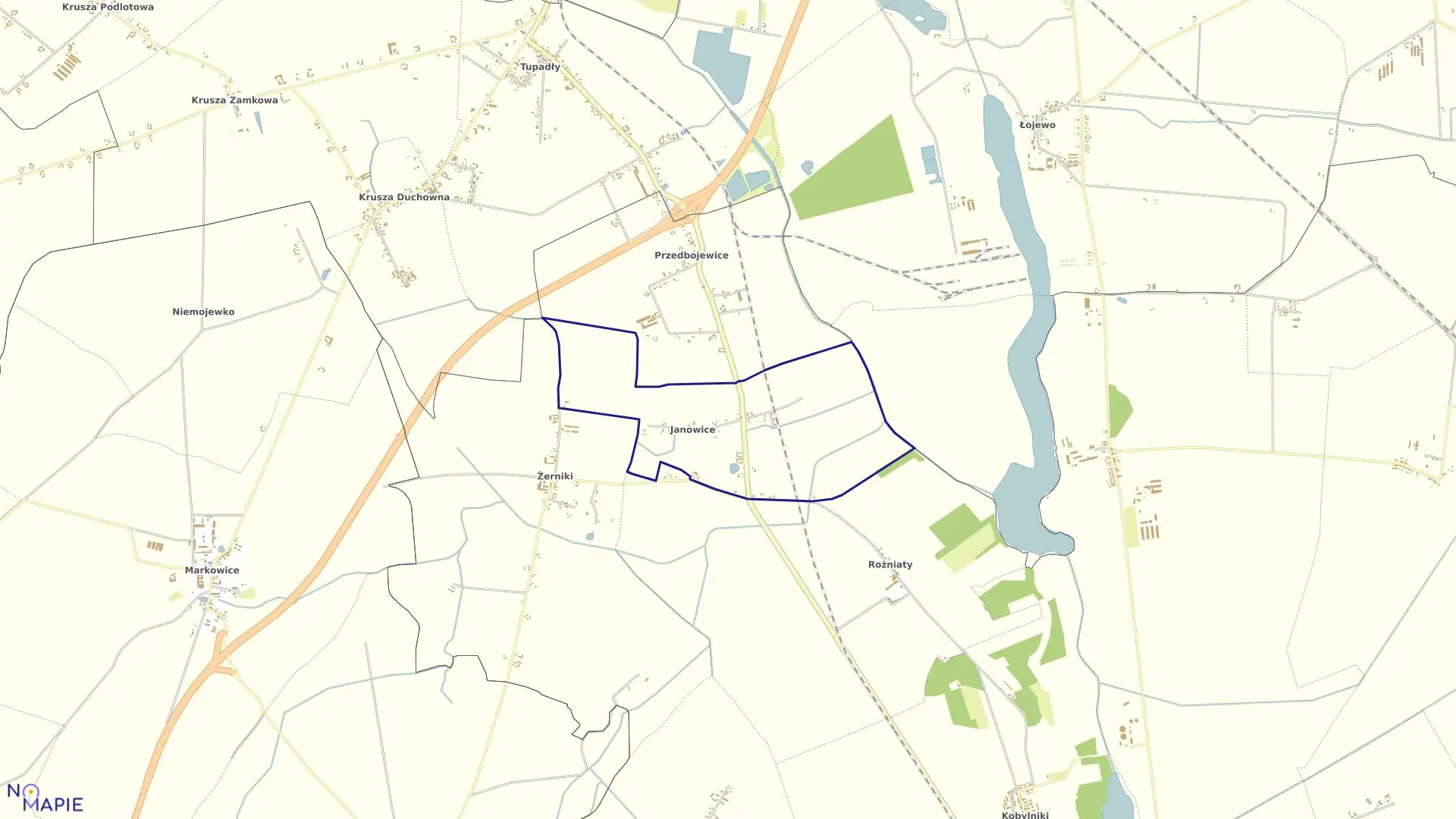 Mapa obrębu Janowice w gminie Kruszwica