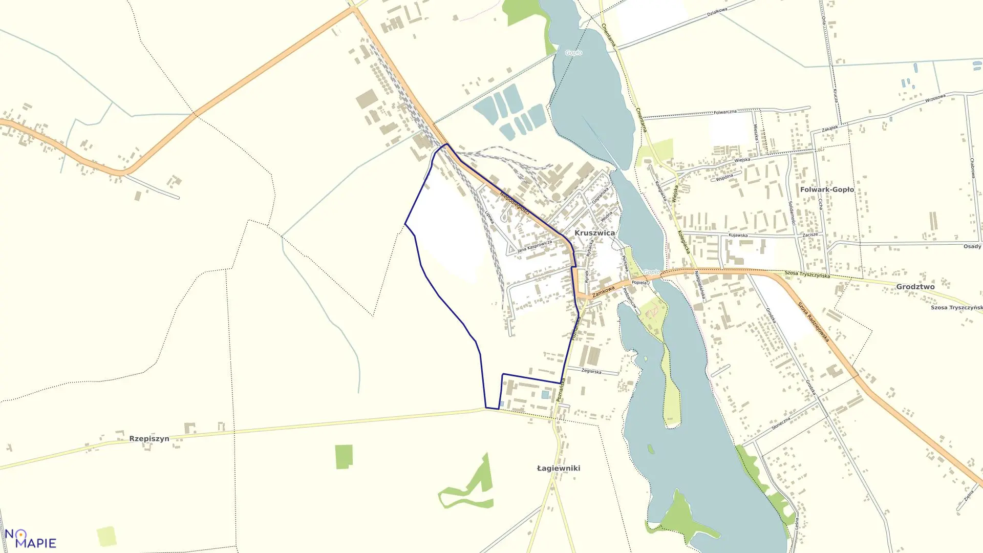 Mapa obrębu Kruszwica Obr. 1 w gminie Kruszwica