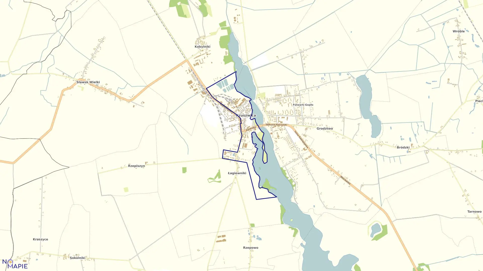 Mapa obrębu Kruszwica Obr. 2 w gminie Kruszwica