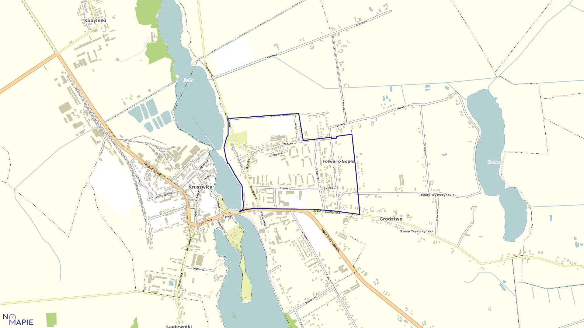 Mapa obrębu Kruszwica Obr. 5 w gminie Kruszwica