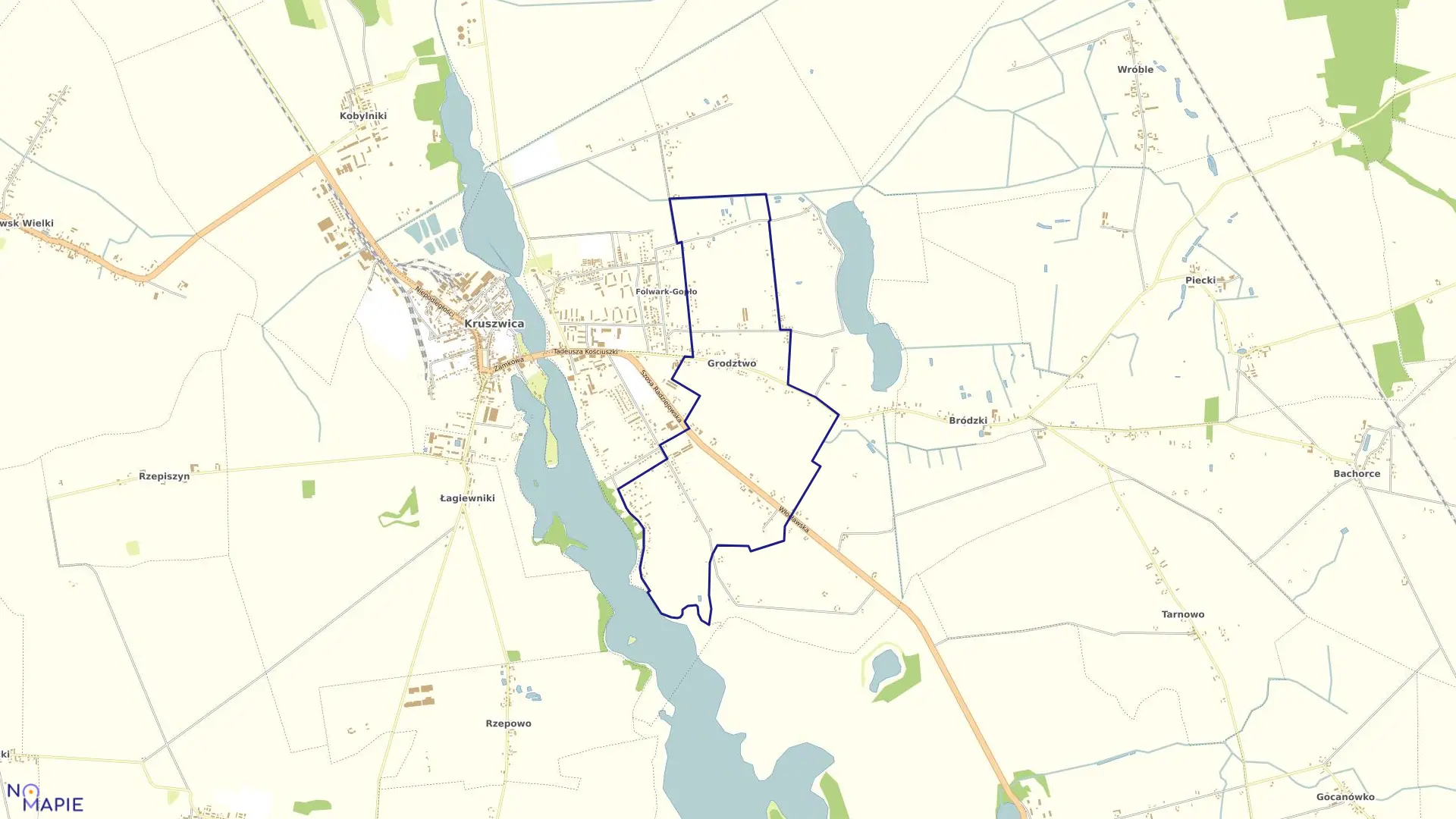 Mapa obrębu Kruszwica Obr. 9 w gminie Kruszwica