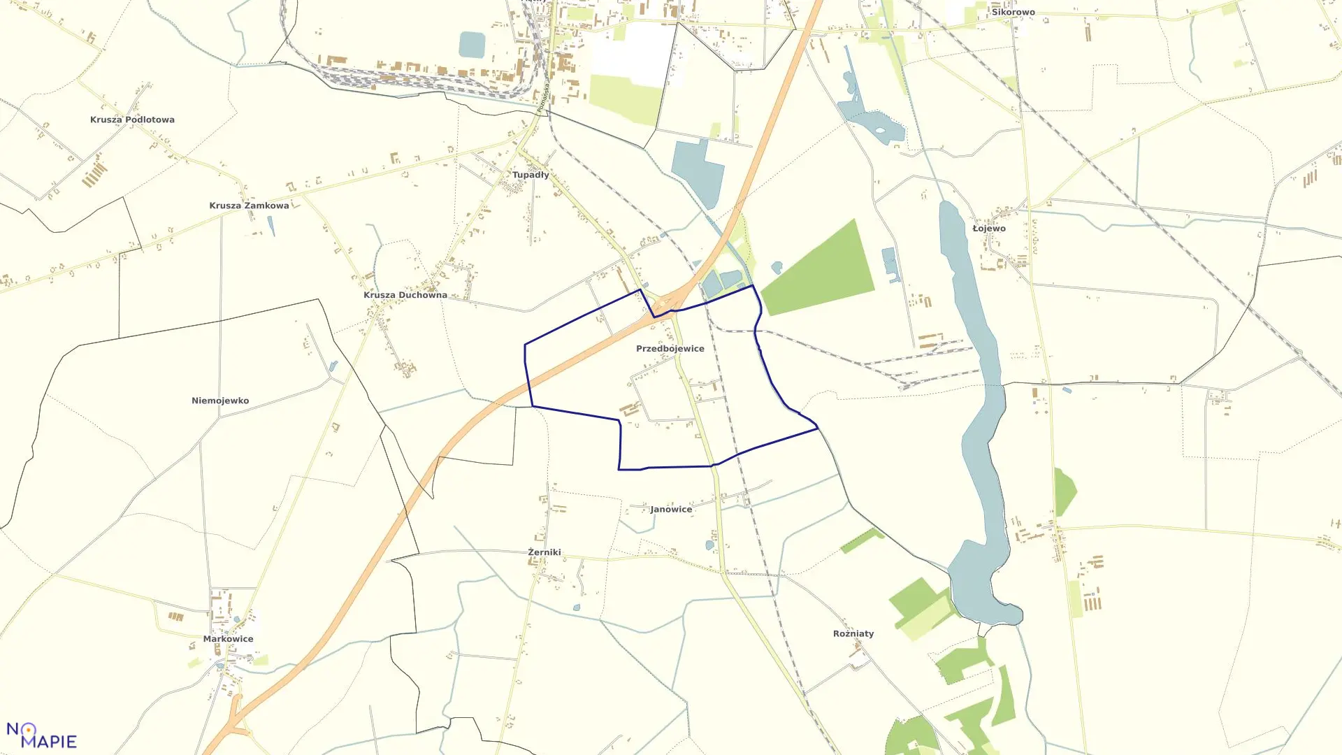 Mapa obrębu Przedbojewice w gminie Kruszwica