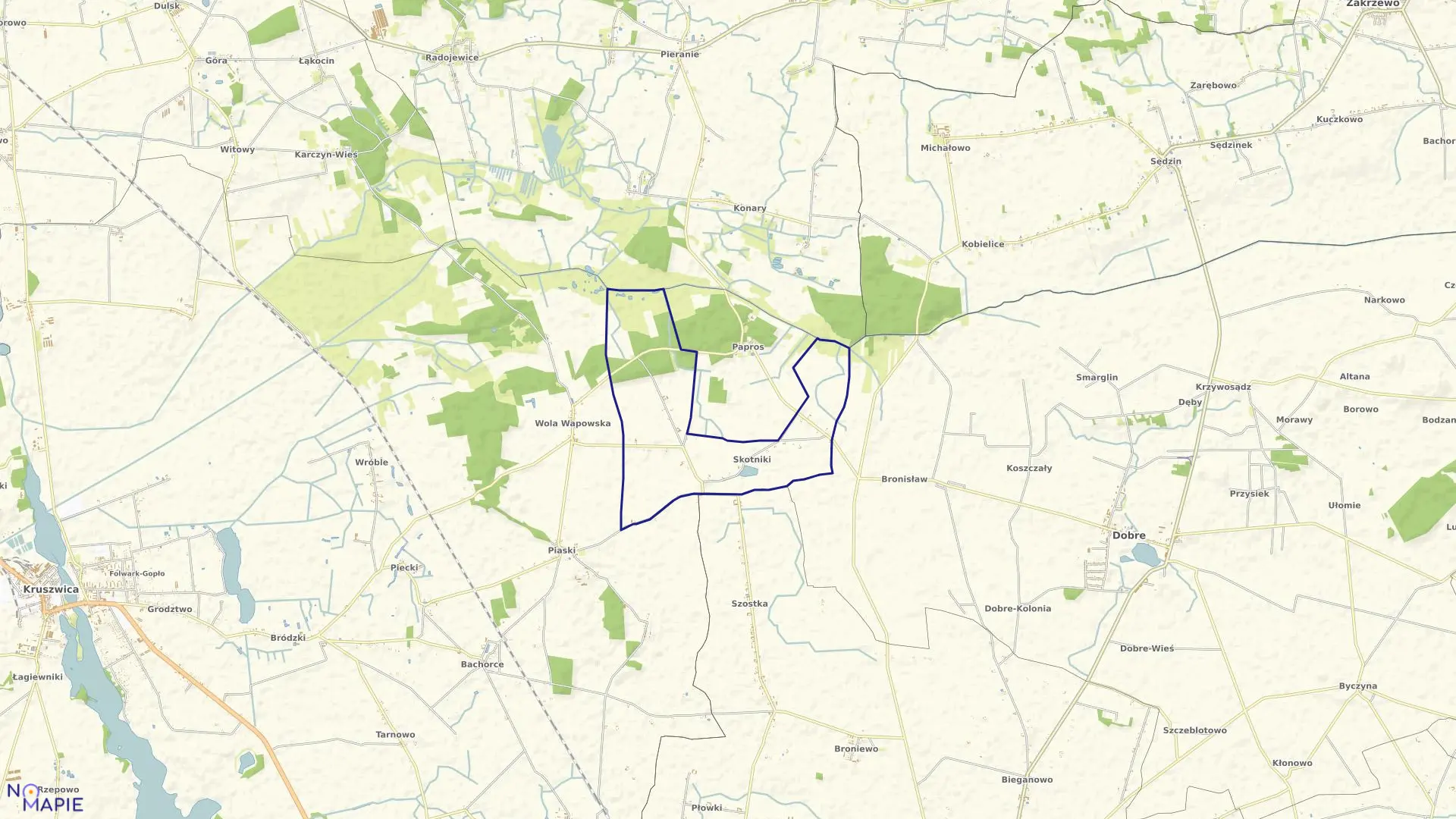 Mapa obrębu Skotniki w gminie Kruszwica